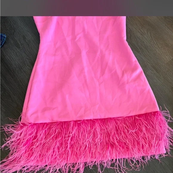 Revolve LIKELY $328 dyed ostrich feathers mini dress small GORGEOUS - Picture 7 of 10